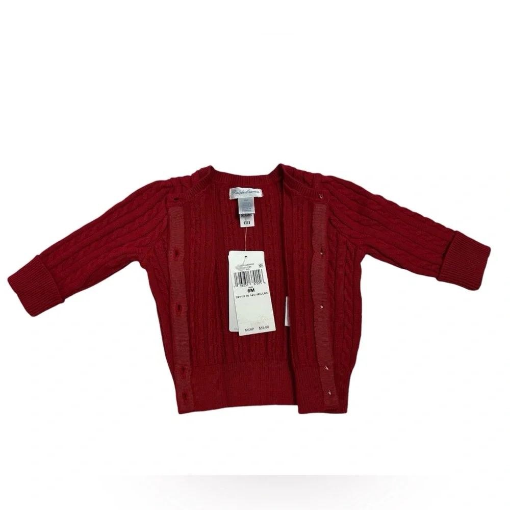 Ralph Lauren Childrenswear Polo Bear Mini‎ Cable Cotton Cardigan Size 6- MONTH